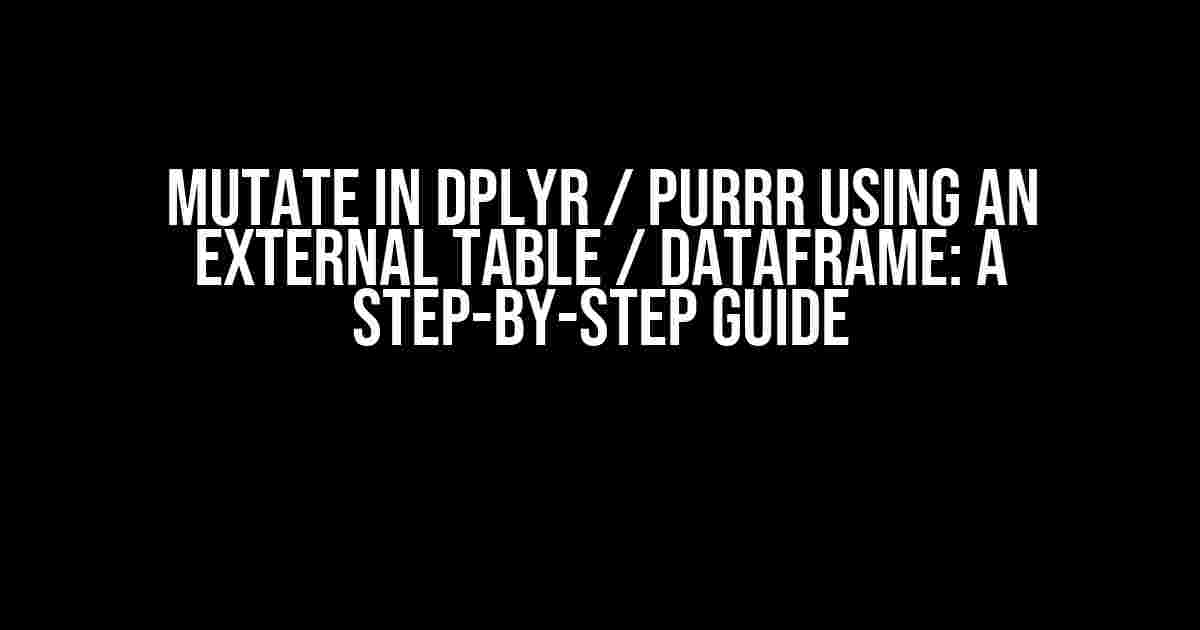 Mutate in dplyr / purrr using an external table / dataframe: A Step-by-Step Guide